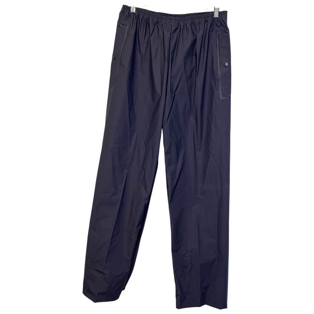Galyans Rain Pants Mens M Waterproof PVC Nylon Fishing Hunting Rainwear Gray